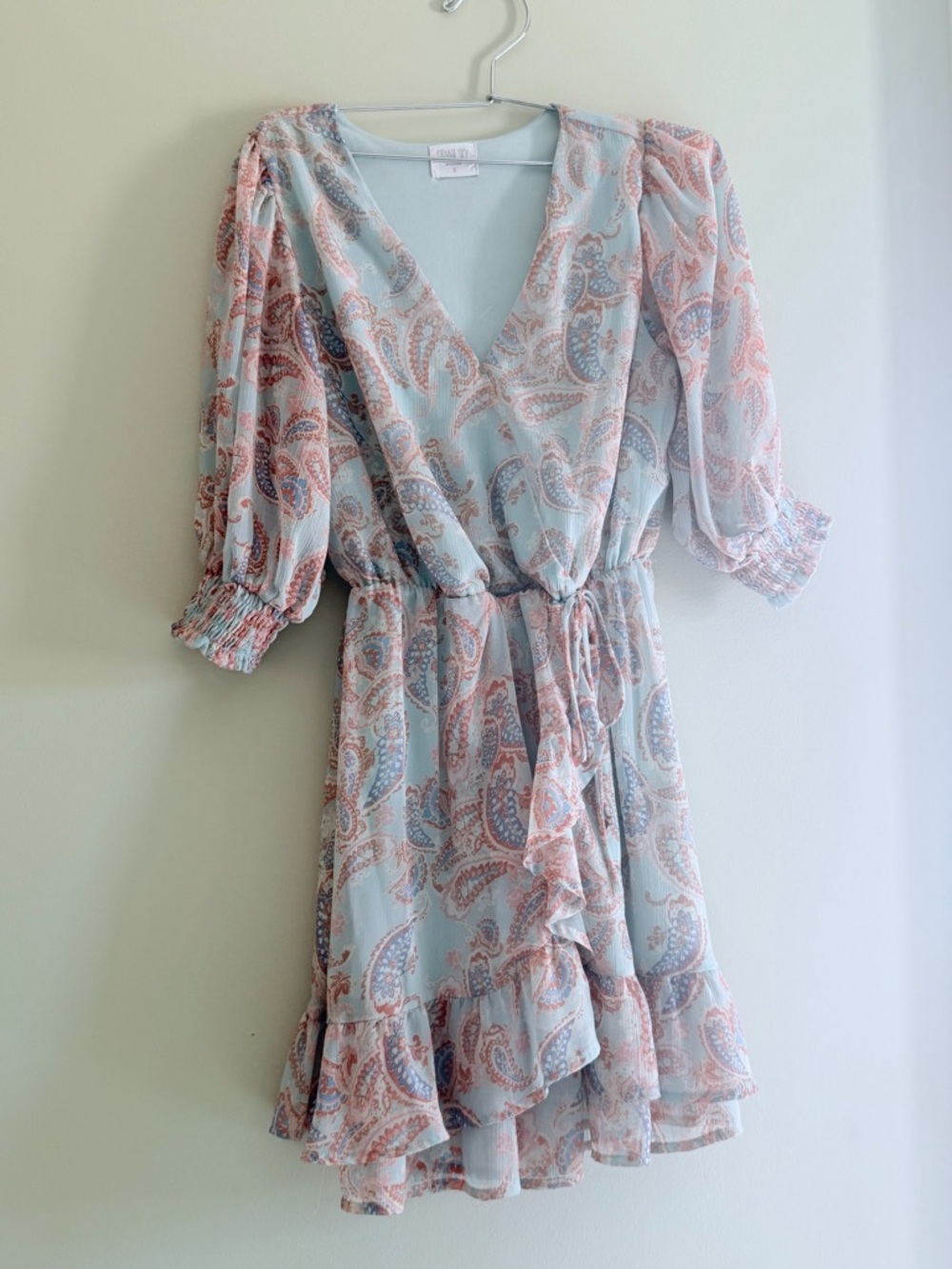 Sienna Sky Paisley Wrap Dress in Mint and Coral
